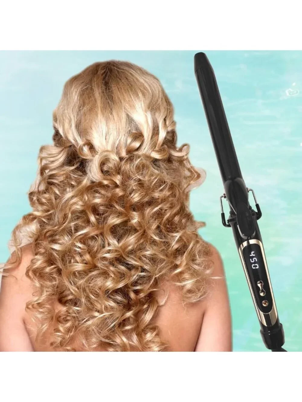 1-Inch Extra Long Barrel Curling Iron with Clamp & Instant Heat Up to 450°F
